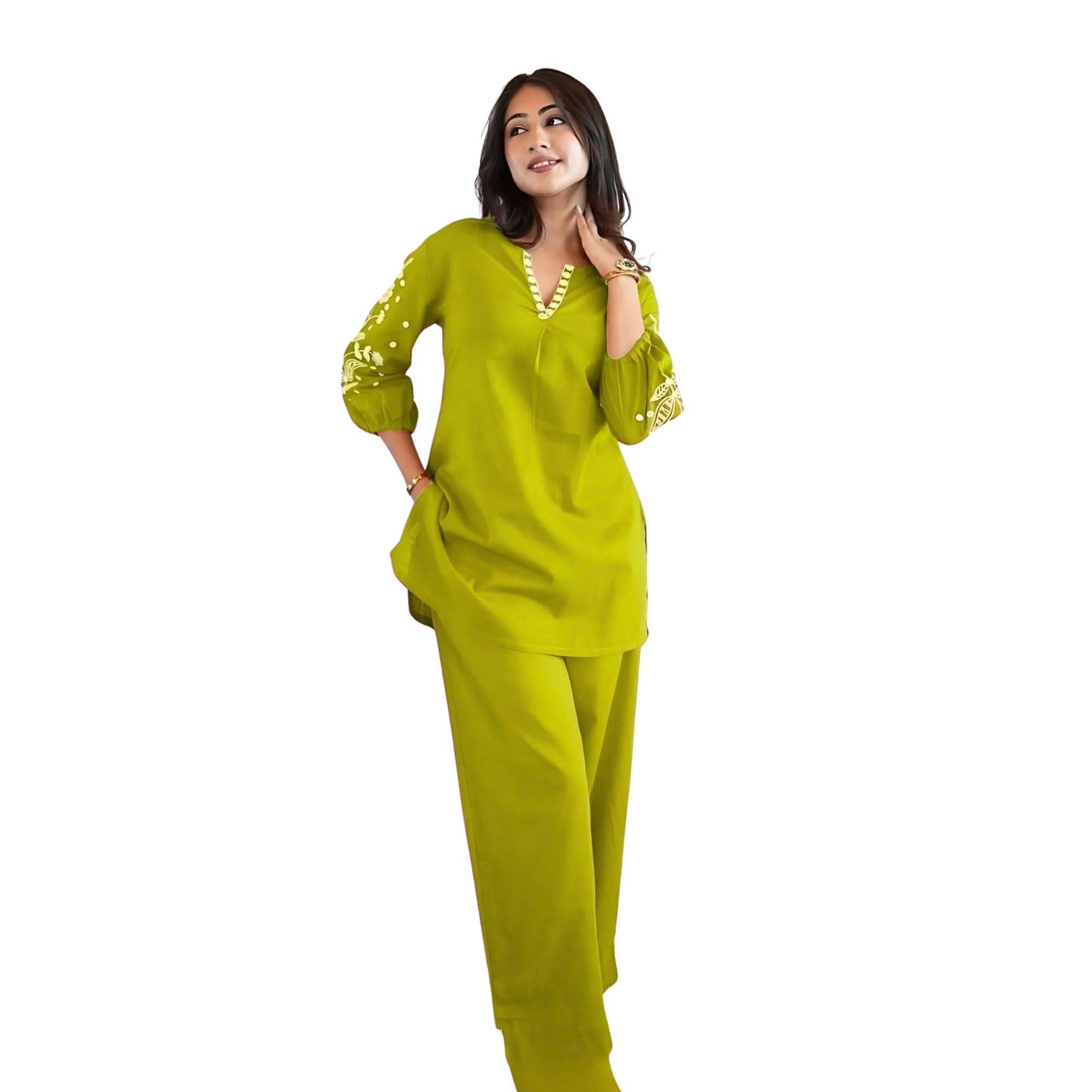 Women Solid Rayon Co-Ord Set | Kurti Style Top with Pant | Casual & Office Wear Two Piece Outfit