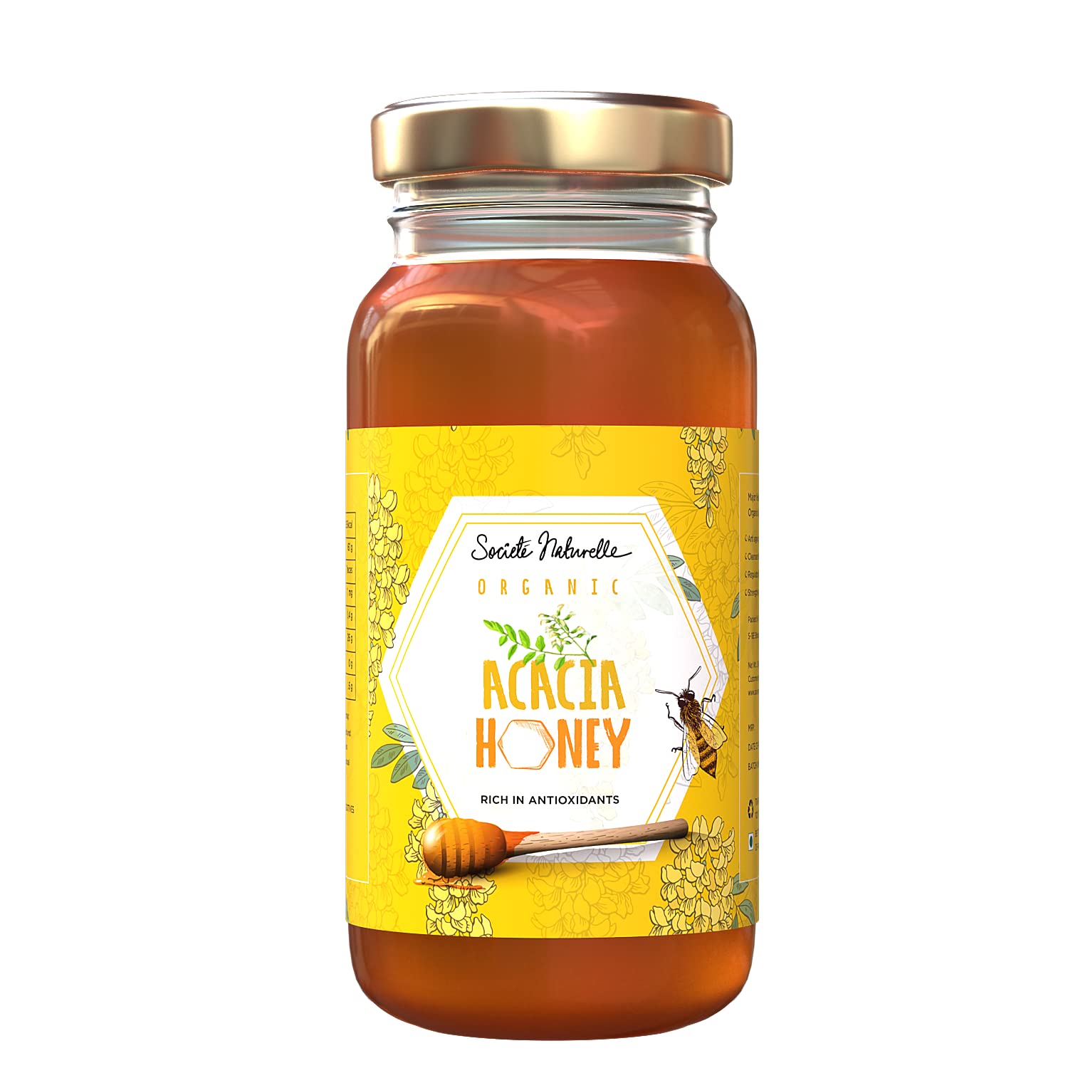 Societe Naturelle Certified Organic Honey Acacia PGS Organic NMR Tested Immunity booster Unprocessed not heated made by bees 250 gms Pack of 1