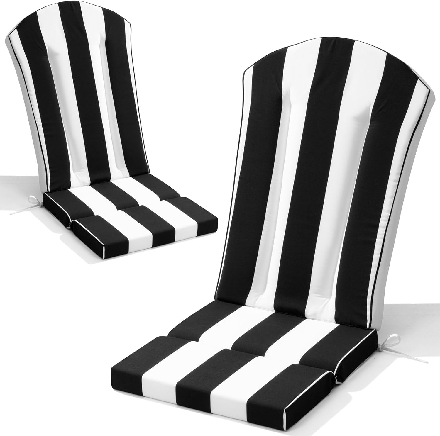 Crestlive Products 50x20 Inch Adirondack Chair Cushions Set of 2 Outdoor Rocking Chair Cushions Waterproof Fade Resistant High Back Patio Replacement Cushions, Black Stripe