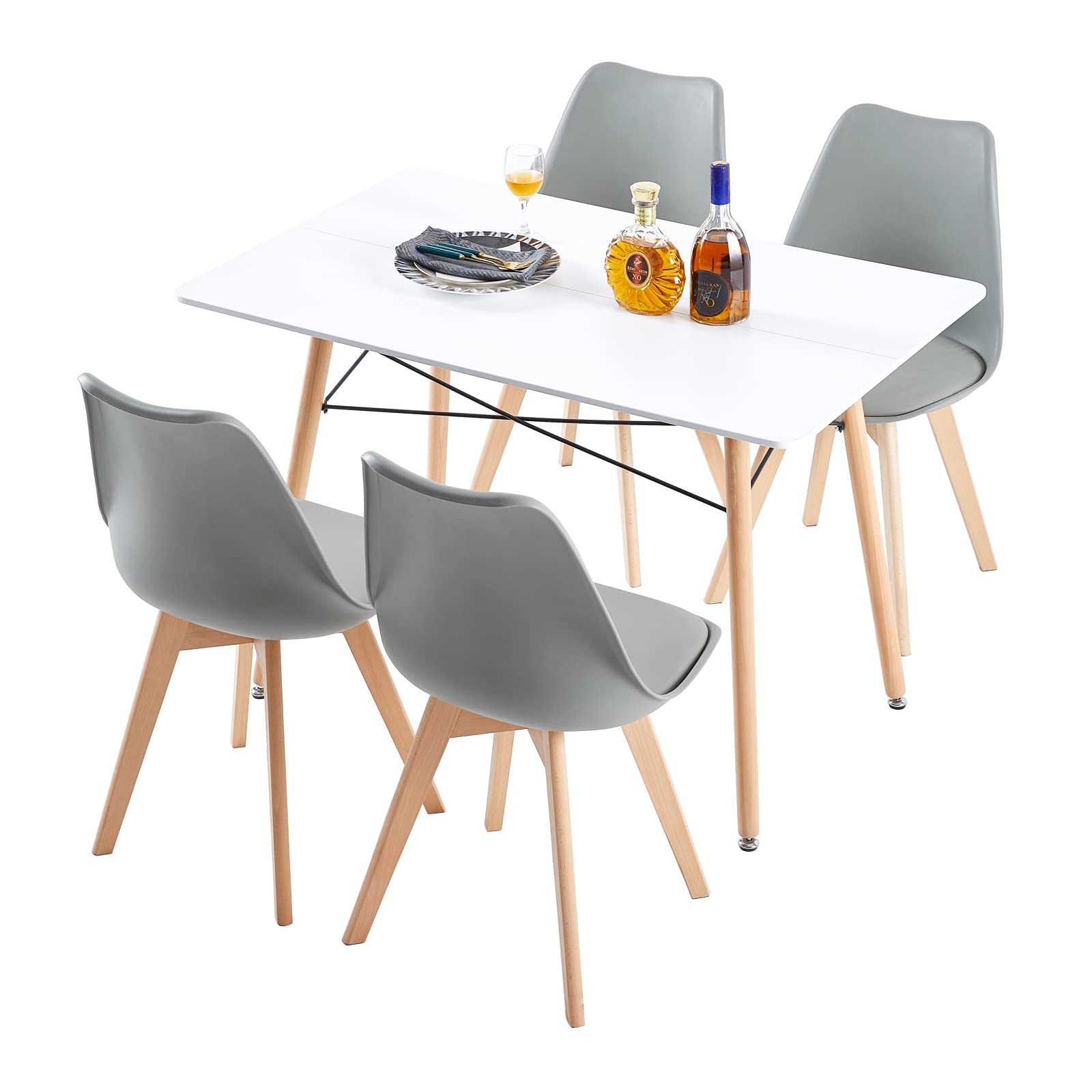 Table For Home FURNITABLE Set Tavolo Da Pranzo Bianco Con Sedie
