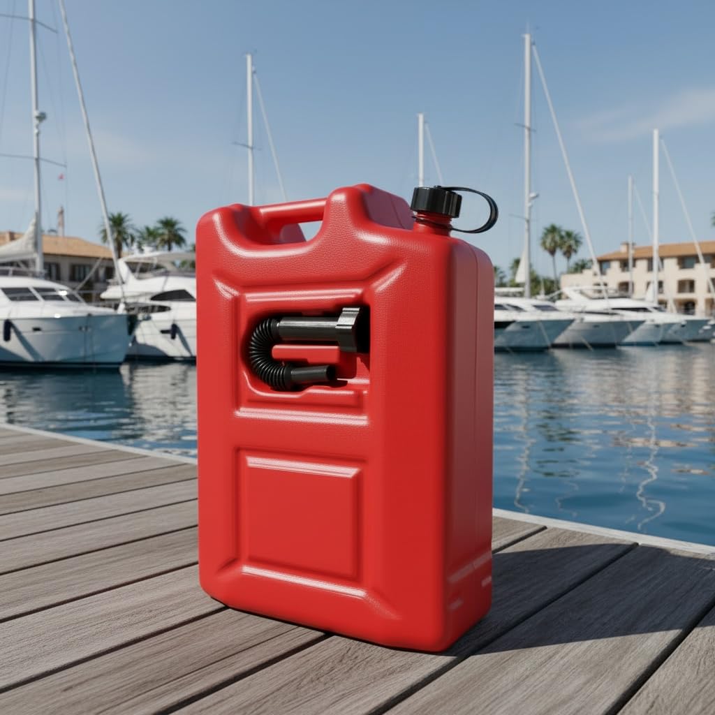 5x Benzinkanister 20L ROT Kunststoff Dieselkanister Reservekanister Kraftstoffkanister 20 Liter Kanister, Wasserkanister für Benzin Diesel Wasser AdBlue, 20-Liter-Kanister & Ausgießer Petrol Can, A