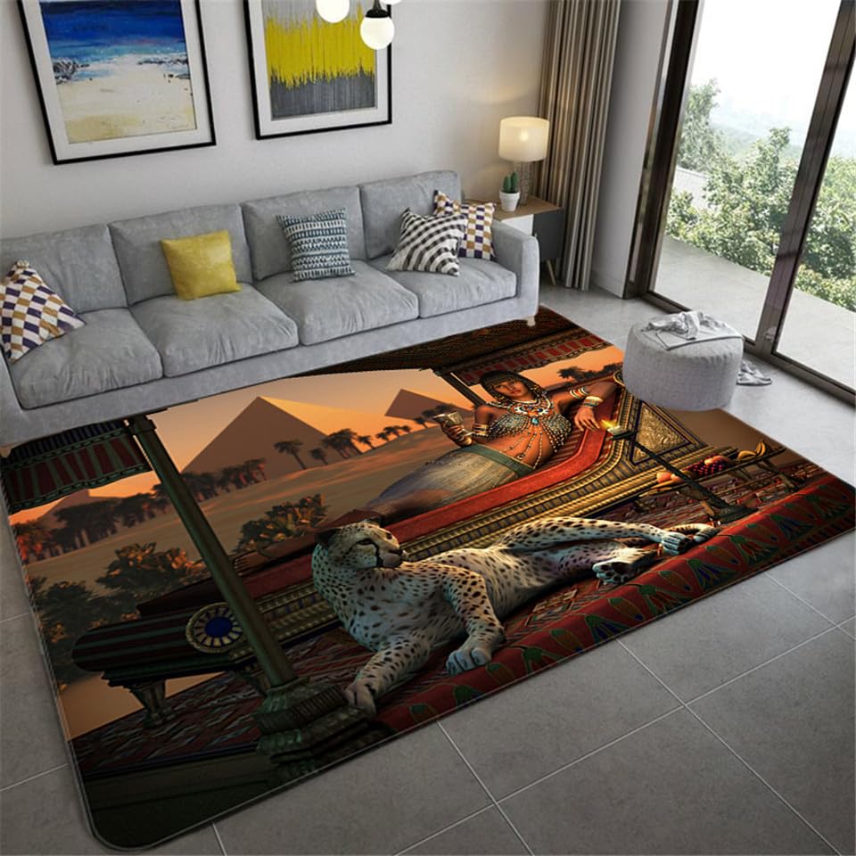 Tapis chambre rétro guépard imprimé 3D antidérapant de salon