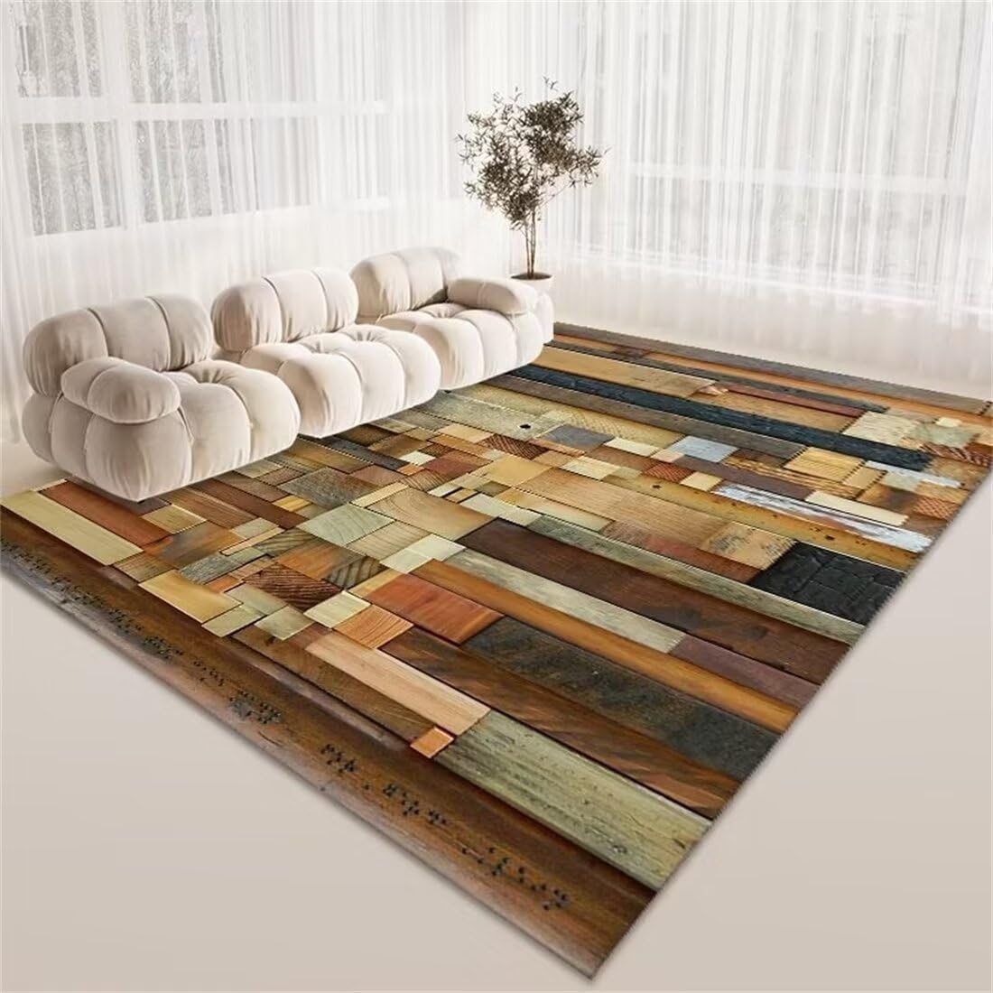 Tapis de salon 160x200 cm lavable en machine et durable pour sol de couloir