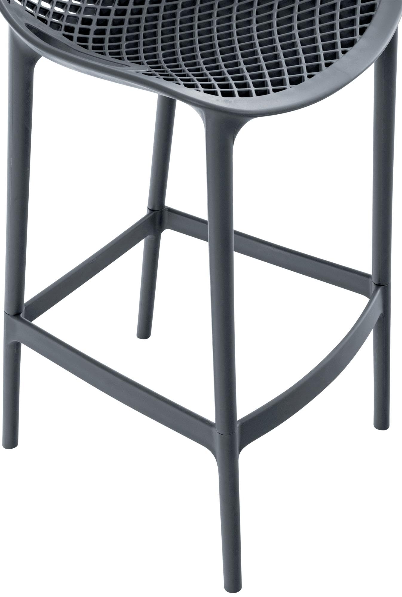 CLP Tabouret Haut Jardin résistant Air, Chaise de Jardin avec Dossier, Tabouret comptoir résistant aux UV en Plastique Facile à Entretenir | Couleur Gris foncé