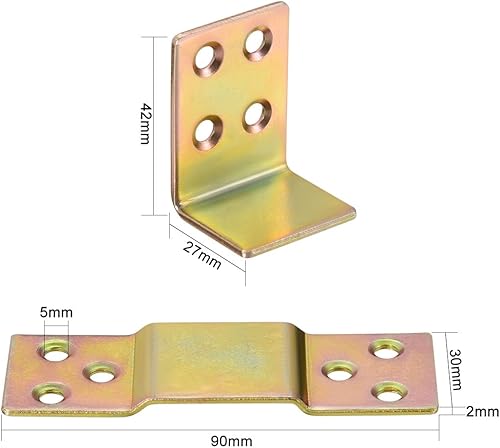 Miniatura 2 de uxcell Fijación de madera del color del sujetador del soporte del metal del carril de la cama 10 sistemas