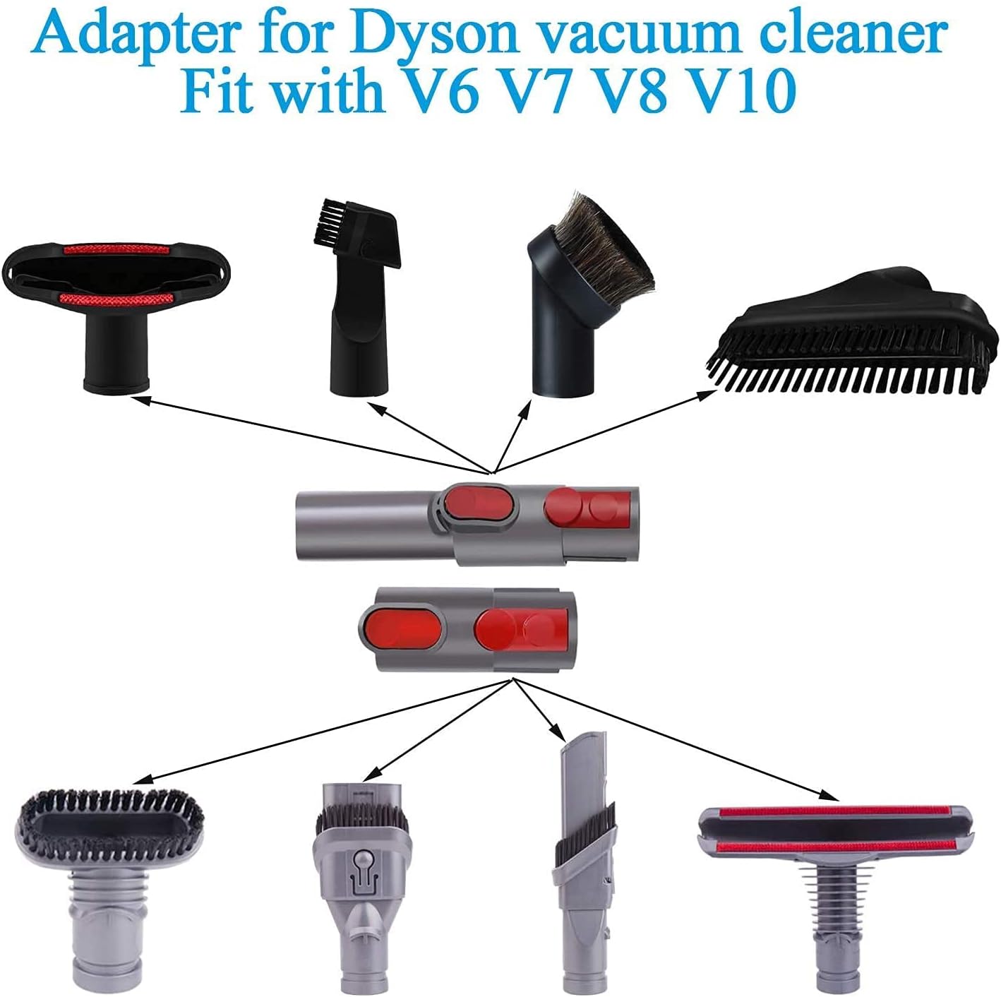 Flexible Extension Hose & Vacuum Attachments - Replacement Parts for Dyson V11 V10 V8 V7 V6 DC74 DC62 DC59 DC44 - Vacuum Cleaner Accessories Dusty Brush