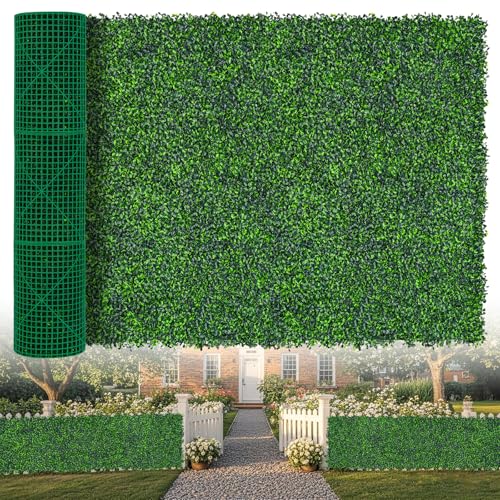 Artificial Boxwood Roll,60x120 in(50 sqft) UV-Anti Faux Ivy Grass Wall Backdrop for Balcony Privacy...