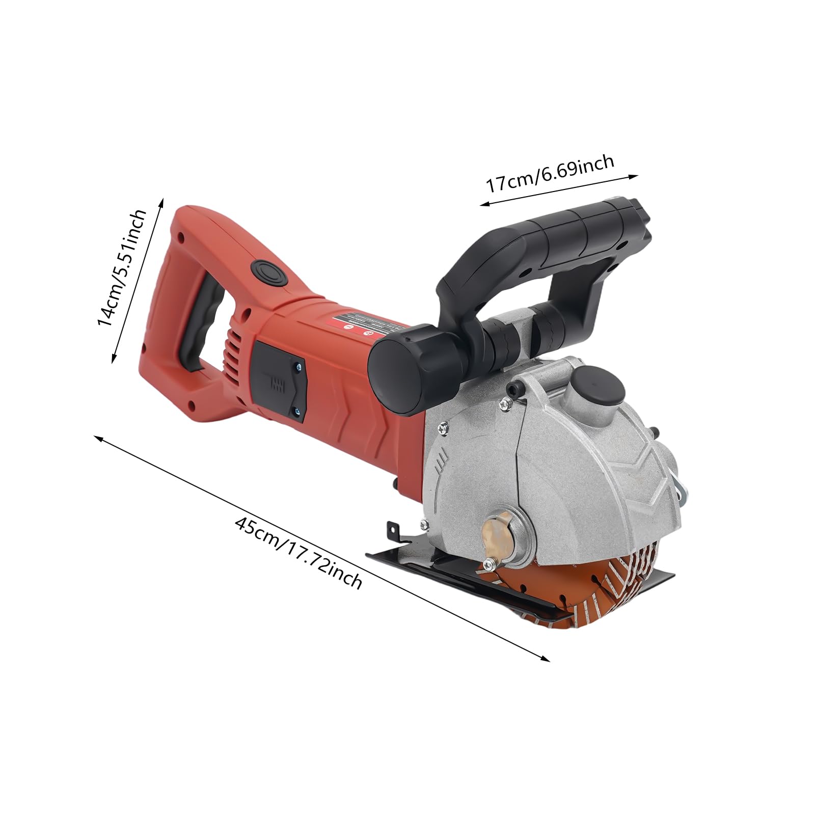 Fresa ranuradora eléctrica de 4800 W, 6200 rpm, con mango, guía de ranura ajustable, para cortar hormigón, mármol, granito, ligero