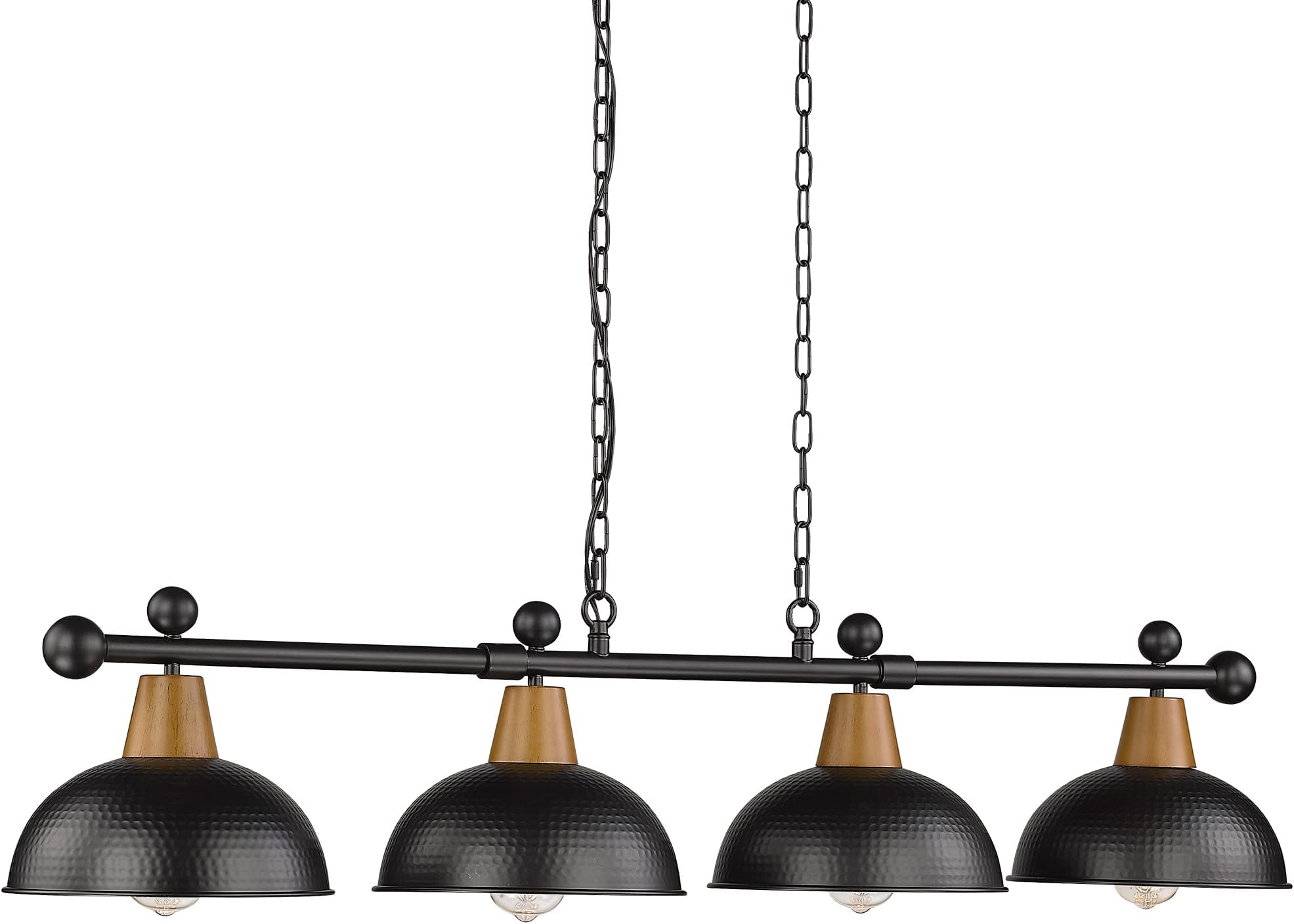 FEMILA 4-Light Pool Table Lights for 7ft/8ft Table, 48" Modern Billiard Llight Kitchen Island Light, Hanging Pool Table Lamp for Game Room,Kitchen, Bar, Coffee Shop, 4FG60-4LP BK