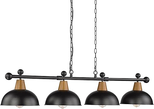 FEMILA 4FG60-4LP BK - Luces de mesa de billar de 4 luces para mesa de 7 pies/8 pies, lámpara de mesa de billar moderna de 48 pulgadas, lámpara de