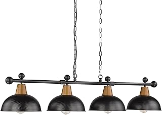 FEMILA 4-Light Pool Table Lights for 7ft/8ft Table, 48" Modern Billiard Llight Kitchen Island Light, Hanging Pool Table Lamp for Game Room,Kitchen, Bar, Coffee Shop, 4FG60-4LP BK