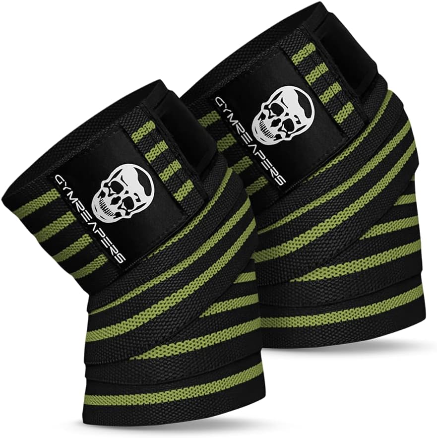 Gymreapers Knee Wraps for Squats and Powerlifting 72 Inch Compression Wraps with Strap for Men & Women Weightlifting Support