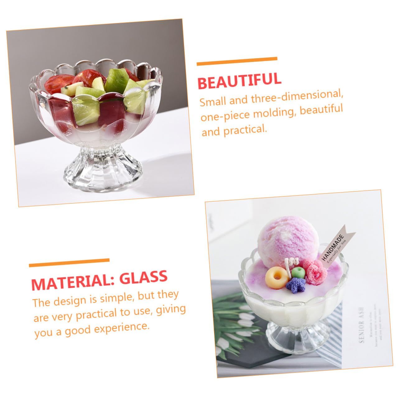 INOOMP Coppette Dessert in Vetro da 100ml, Set 6 Pezzi Riutilizzabile