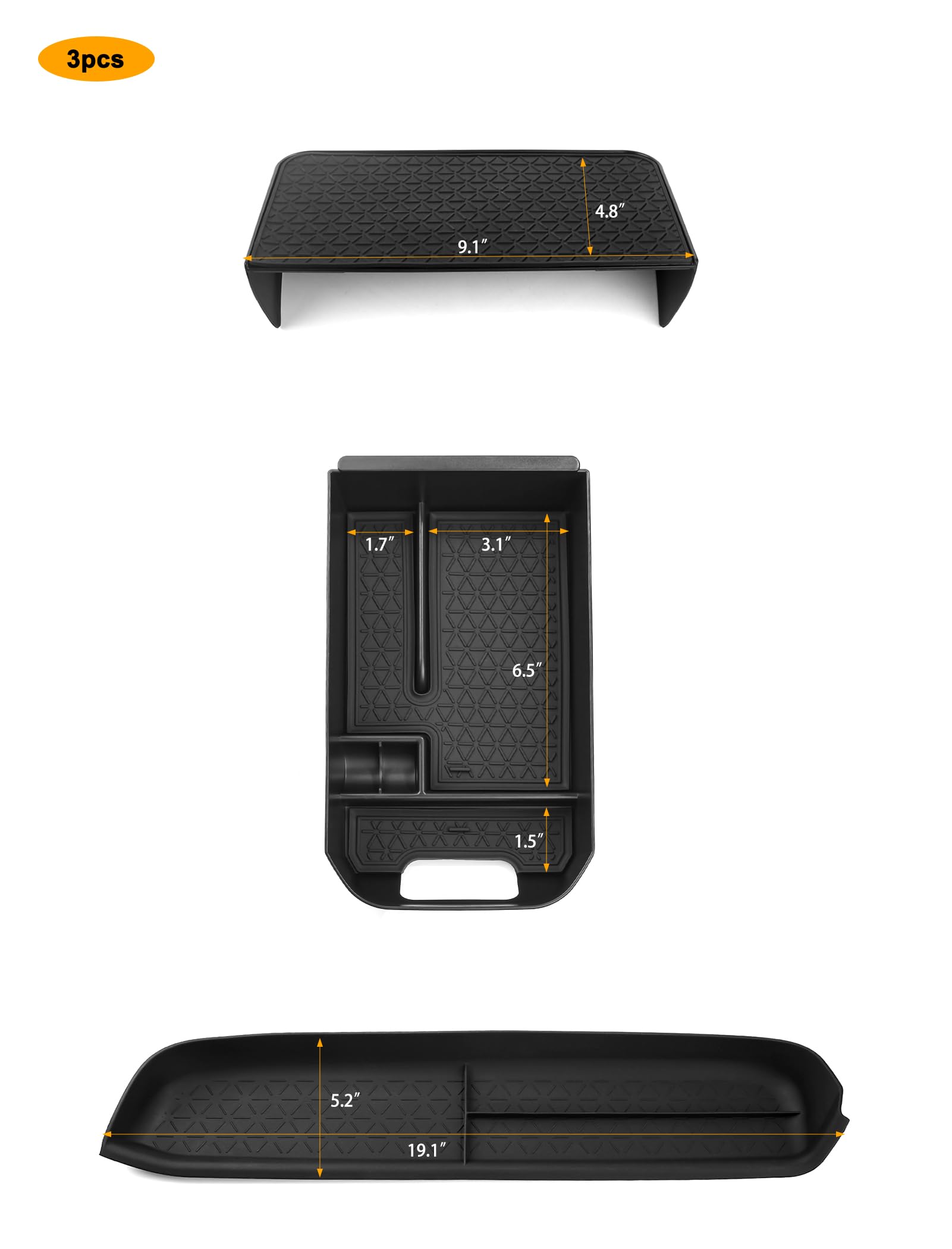 3 pezzi compatibili con Toyota RAV-4 accessori console centrale portaoggetti bracciolo vano portaoggetti organizer cuscinetto in gomma lato passeggero per accessori RAV4 2019-2025