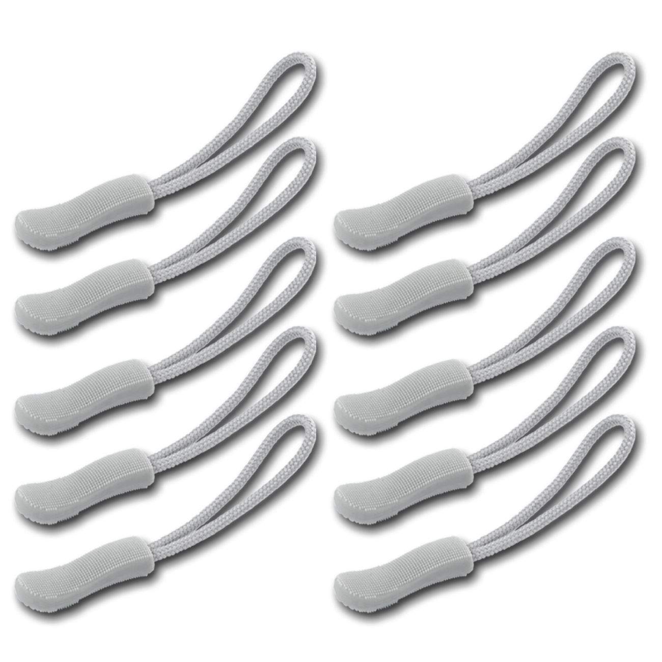 DYZD Durable Zipper Pulls Tab Tags Cord Pulls Zipper Extension Zip Fixer for Backpacks, Jackets, Luggage, Purses, Handbags (Grey,10 PCS)