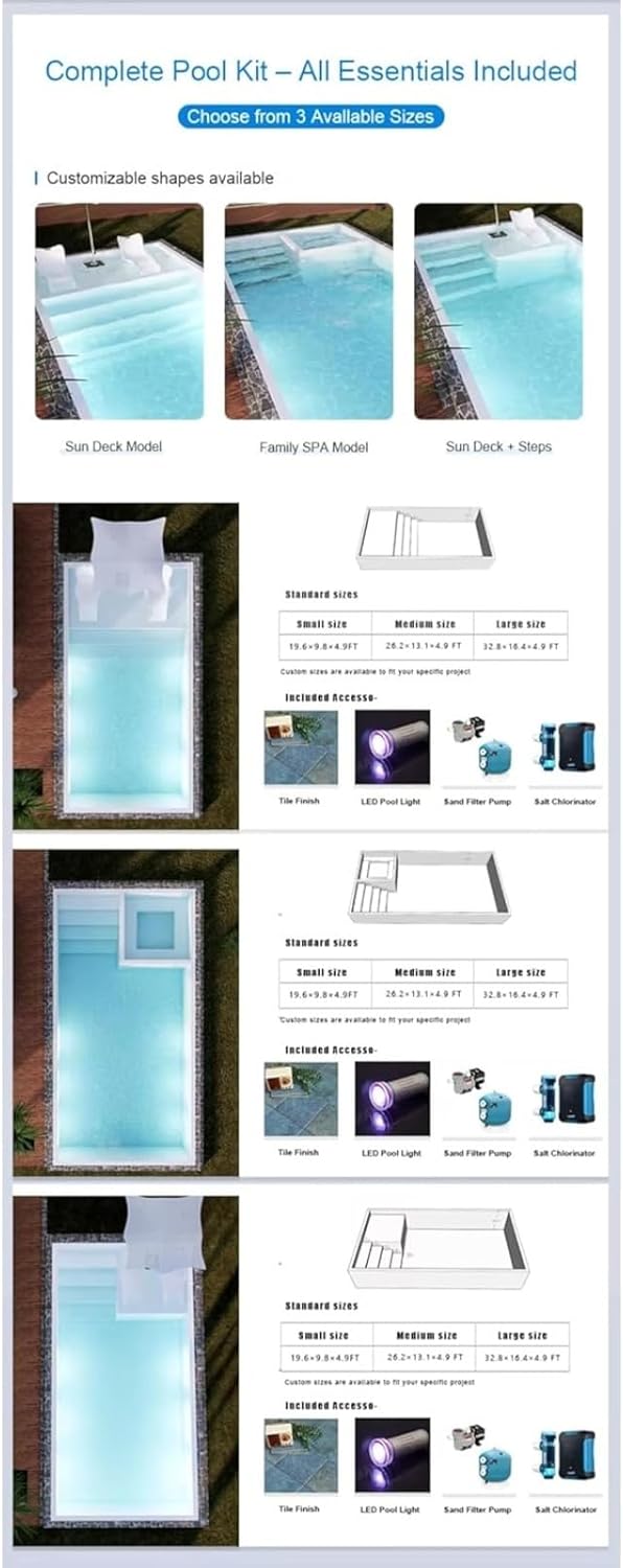 Portable Container Pool 20FT 40FT Customizable Swimming Pool, Modular Prefabricated Design for Backyard Patio Small Space or Outdoor Living