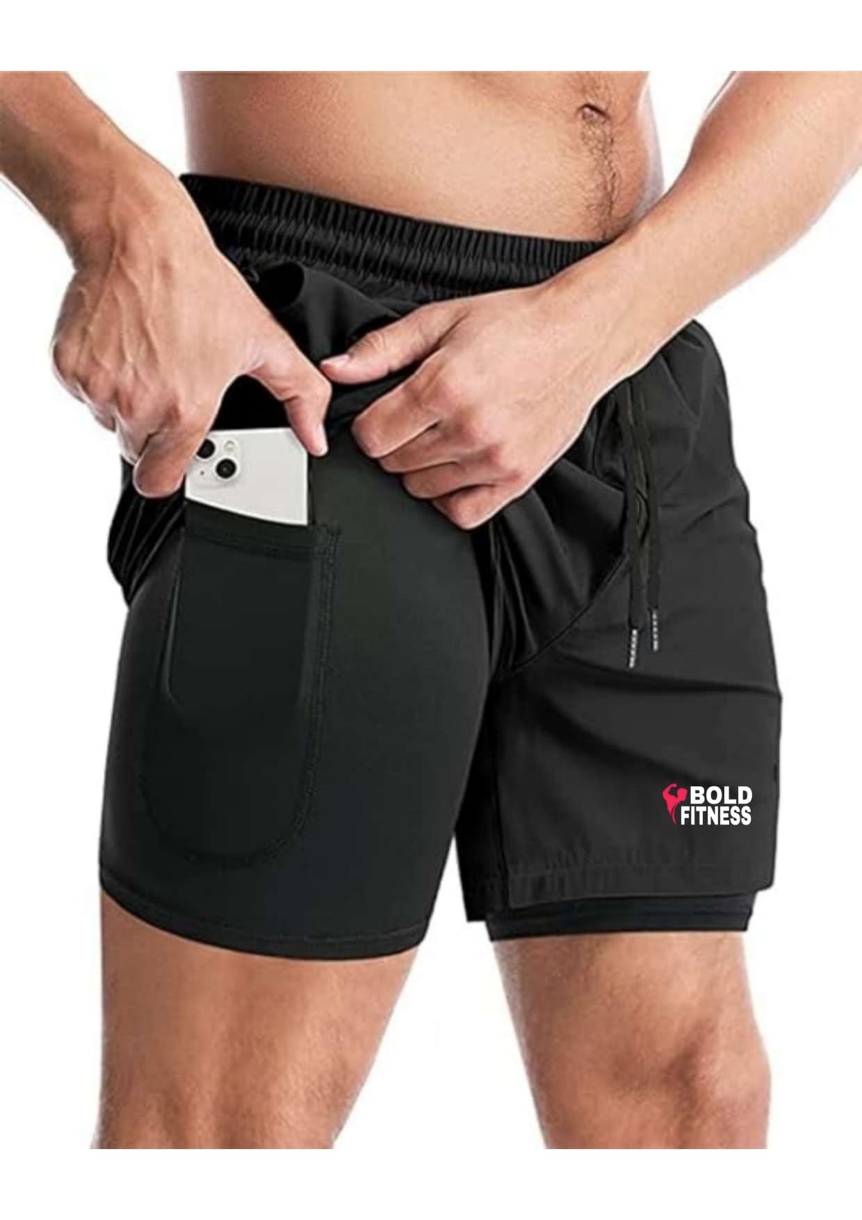 2 in 1 Active Dual Shorts with Inner Tights Layer | Men's Double Layer Short for Running, Gym & Sports
