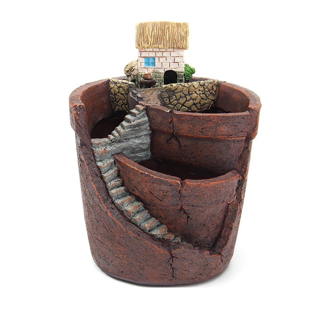 CTRLZS Hanging Garden Potted Micro-Landscape Meat Plant Pots Small House Resin Decoration Garden Decoration Hanging Pot Mini Plant Pot A