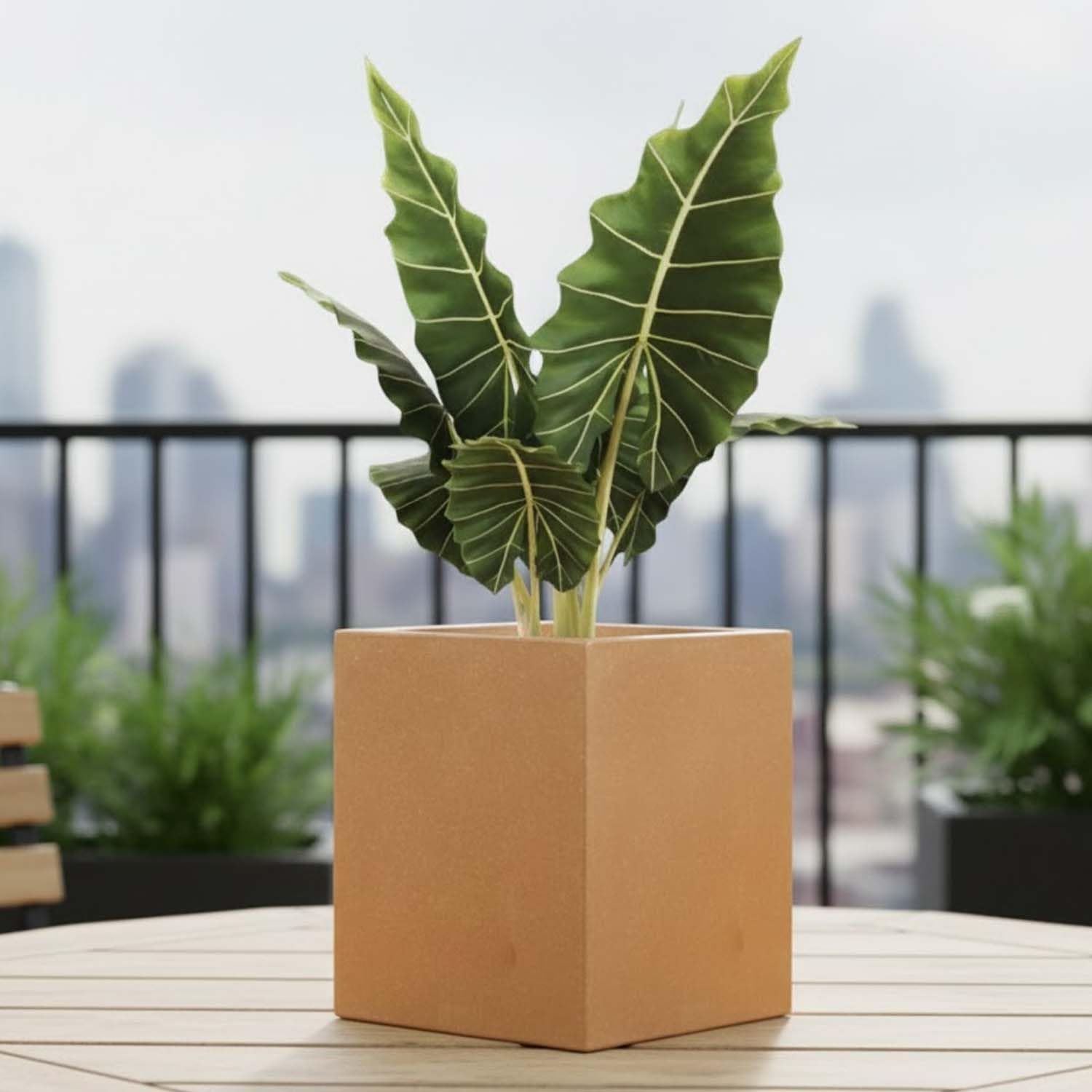 Go Hooked 12 Inch Cube Planter - Durable Outdoor Flower Pot -16