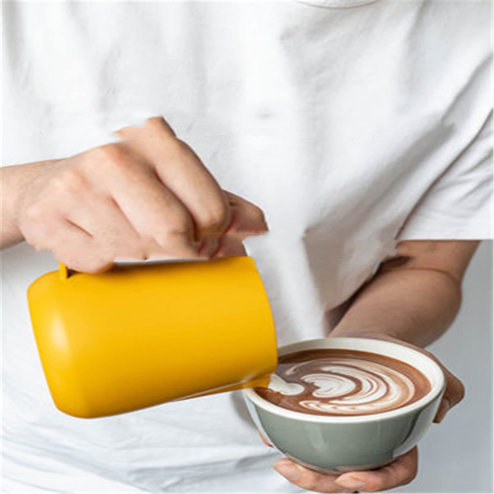 Dzbanek do spieniania mleka ze stali nierdzewnej Dzbanek, dzbanek na mleko Pull Flower Cup Ekspres do kawy Kubek z pianką na mleko Urządzenie Pull Flower Cup Dzbanek na mleko (kolor: srebrny, rozmiar: