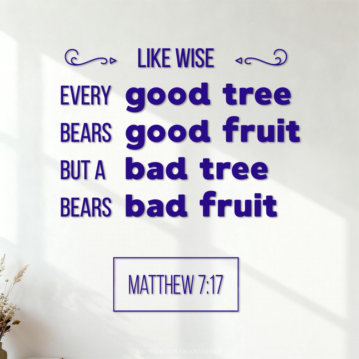 Bible Quote from Matthew Good Tree Bears Wall Vinyl Sticker Decor 54.6x60.2cm Waterproof DarkBlue