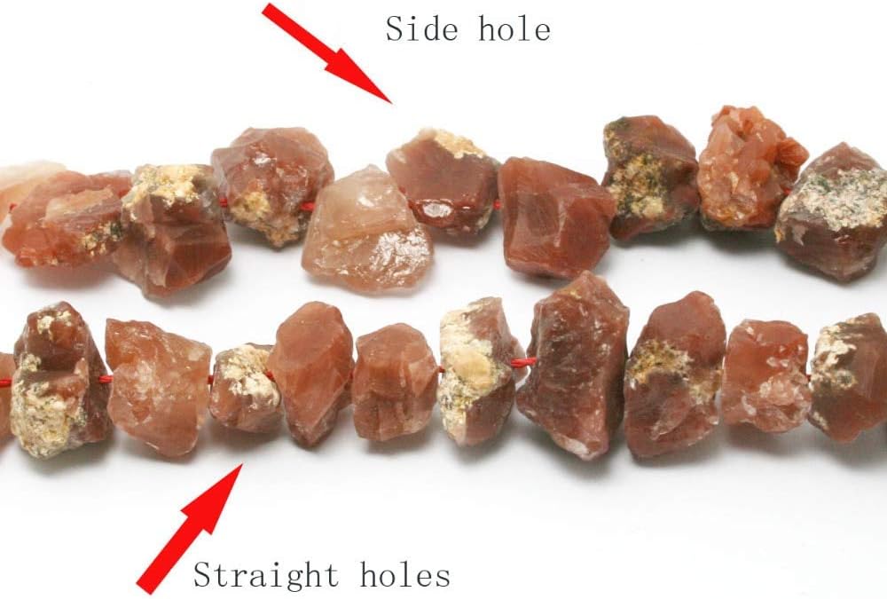 Calvas 42pcs Raw Smoky Irregular Quartz Crystal Beads Rough Punched Loose Stone Centre Drilled Beads Nugget Crystal Bead - (Color: Citrine)