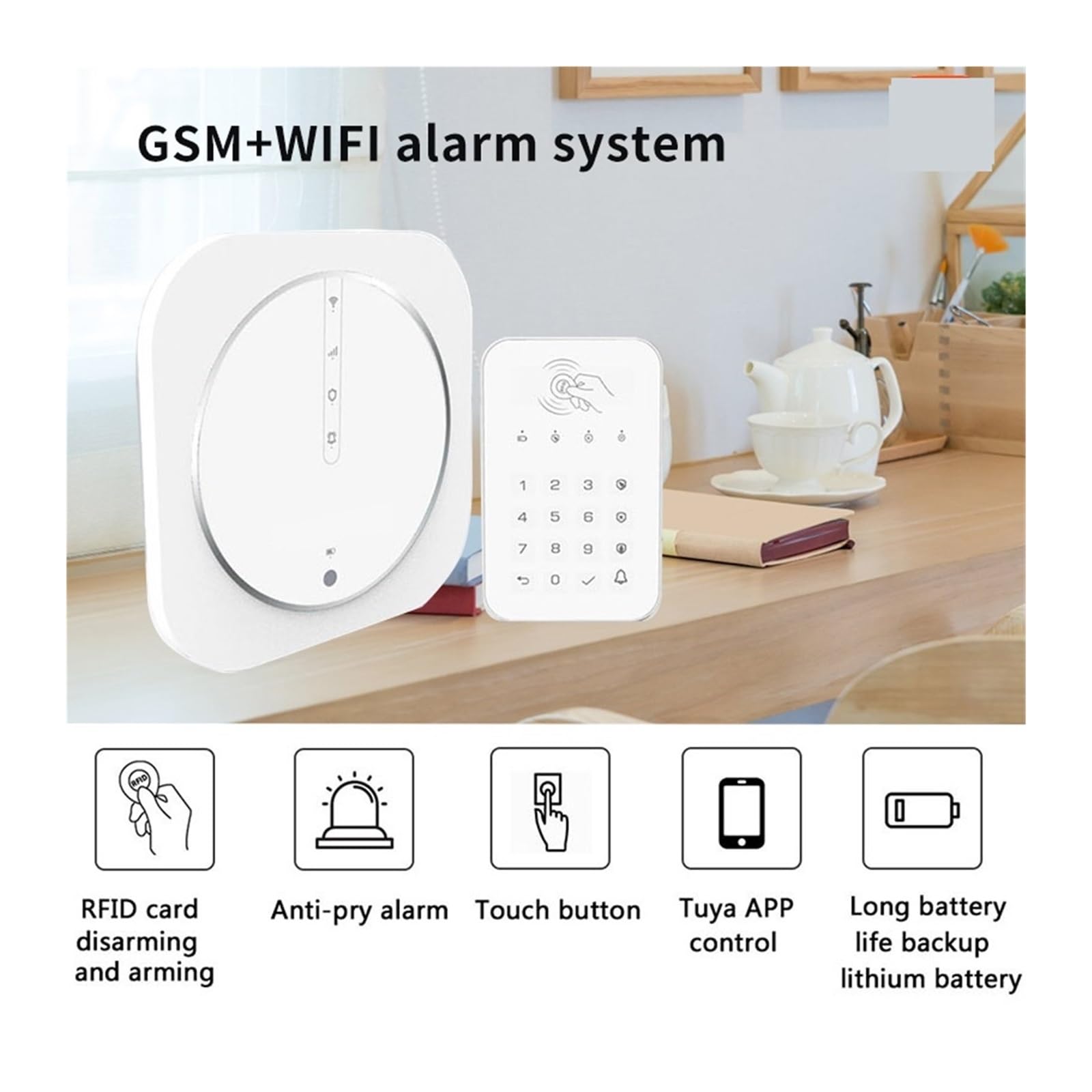 Nessun Canone Mensile Kit di allarme Protezione sicurezza domestica Tag supporto Sirena wireless APP Controllo remoto(Kit3)
