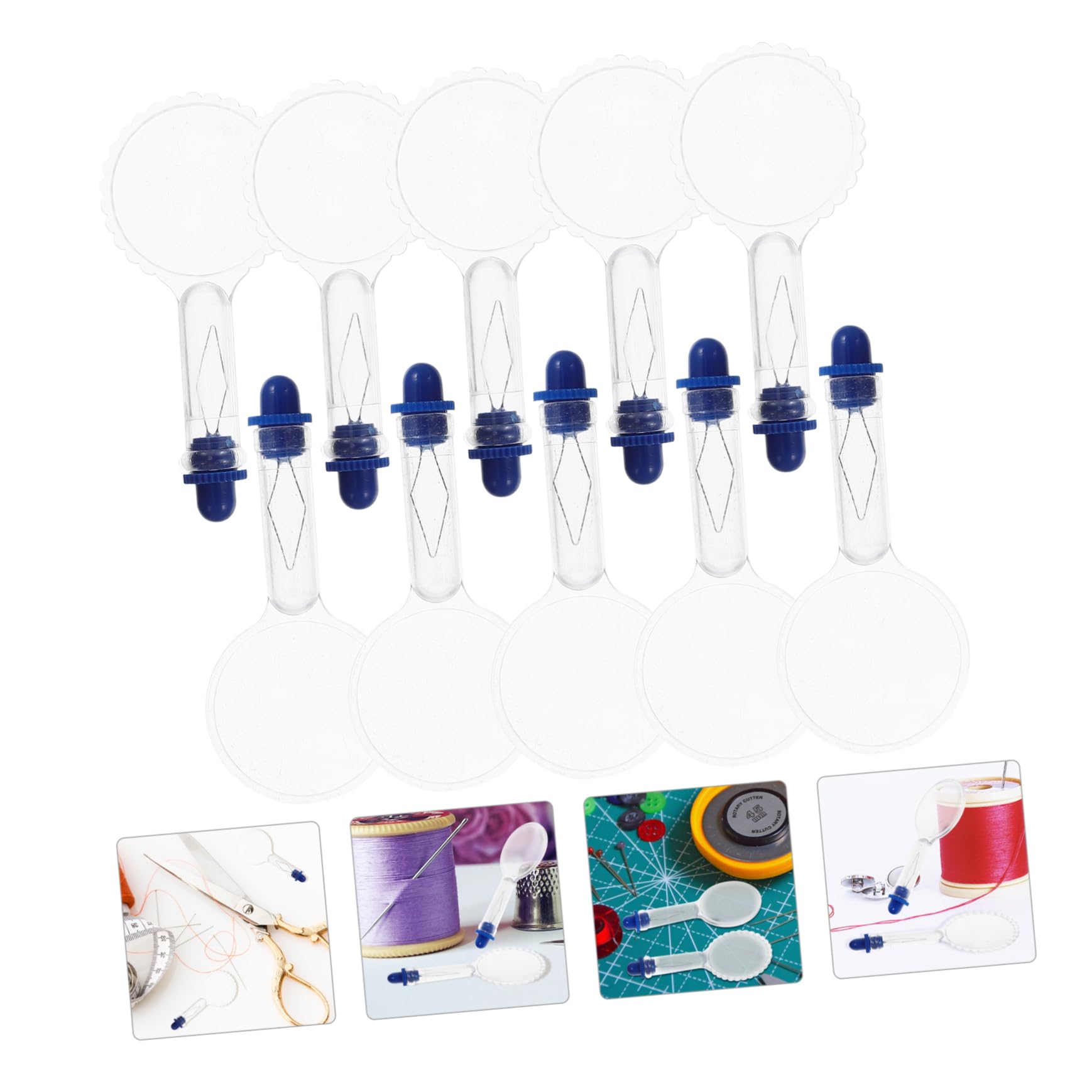SHINEOFI 5 Juegos Enhebrador De Aguja De Lupa Talón Automático Luces Enhebradores Vara Light Craft Enhebrador De Tejer Enhebrador De Agujas Para Uso Doméstico Alambre De Acero 10 Piezas X 5
