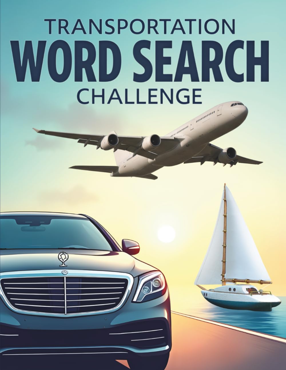 Transportation Word Search Challenge: 50 Advanced Word Searches Featuring Land, Air, and Sea Vehicles for Ages 8+ plus 10 Bonus Coloring Pages!