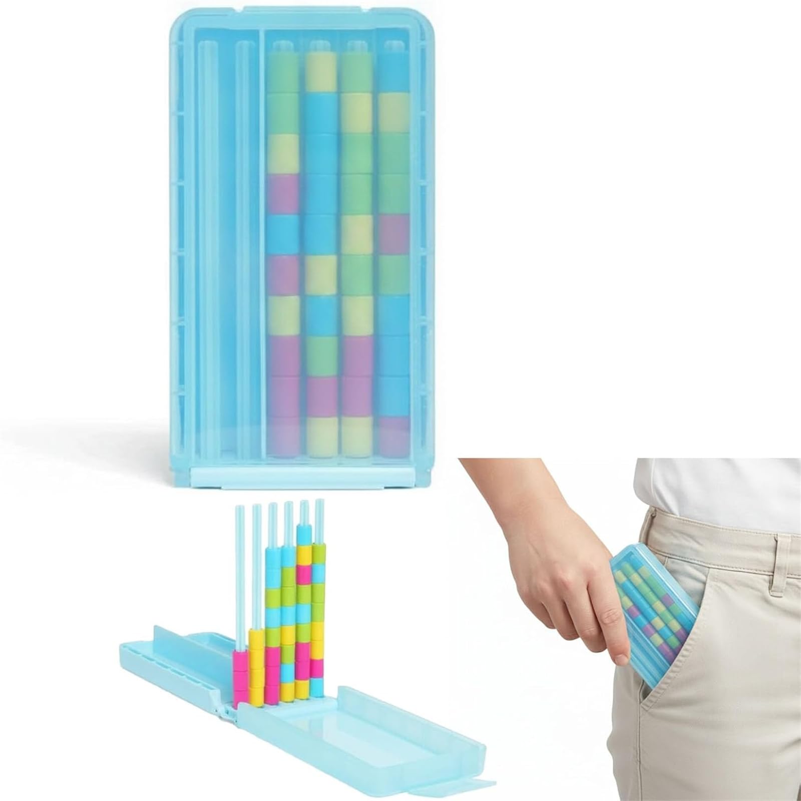 HOUKUNKA Mini Color Stack Challenge – Portable Brain Teaser Travel Game with 40 Color Rings, Compact Stack and Sort Color Ring Challenge, Perfect Fun Gift for Focus and Logic Training (1PC)