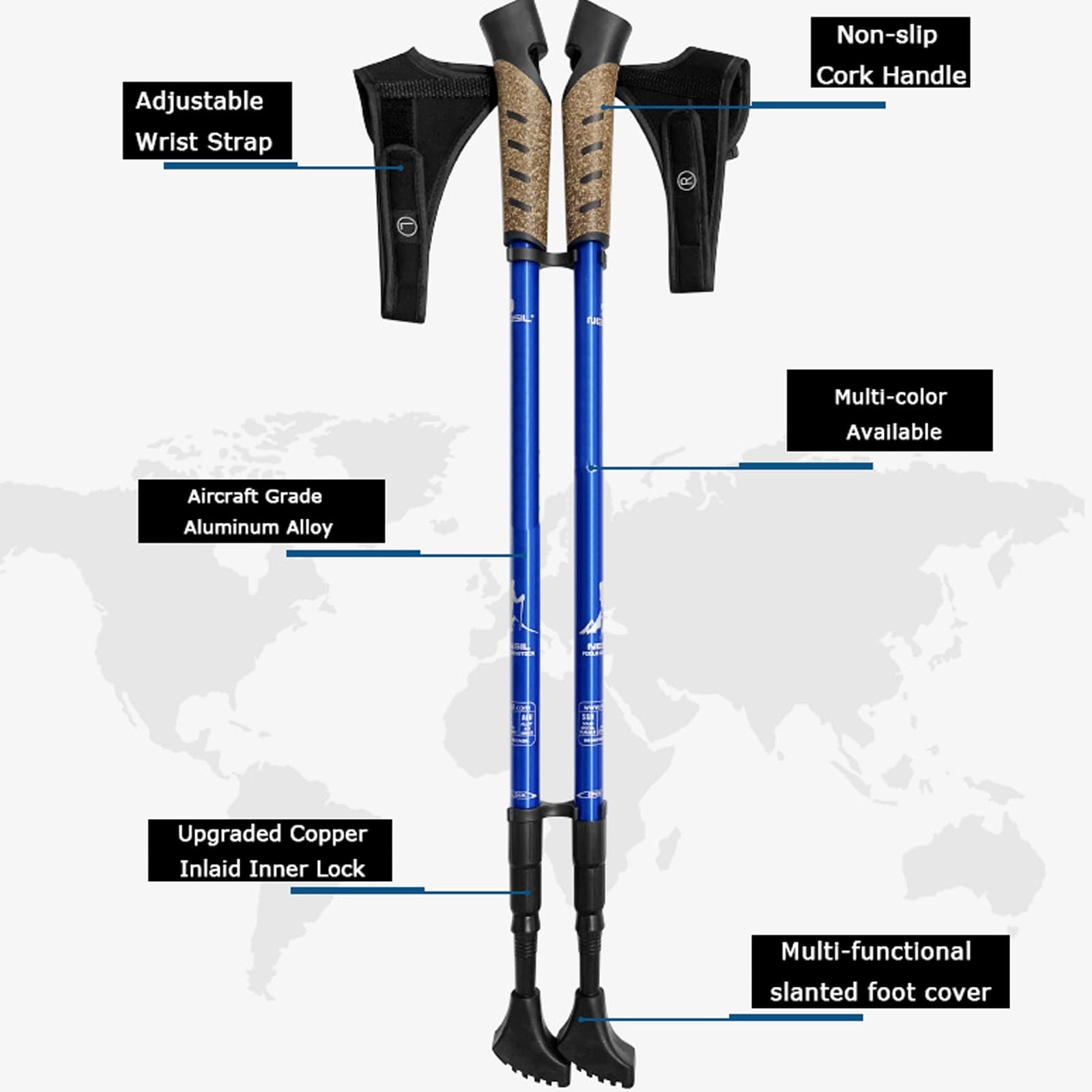 Nordic-Walking-Stöcke aus Carbon mit Korkgriffen, 1 Paar. Sicherer, Leichter, Stabiler und langlebiger als billige Stöcke.