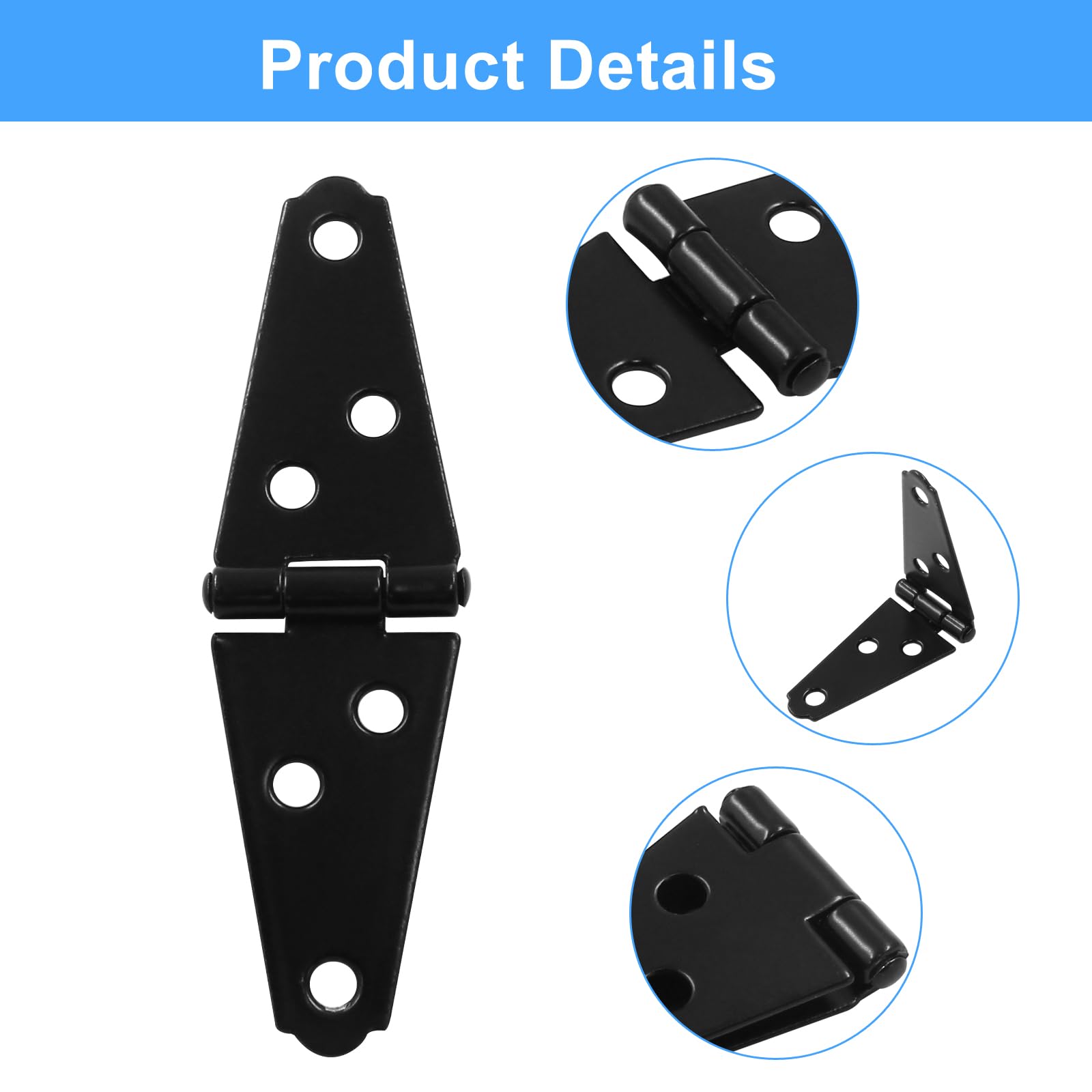 Heavy Duty Strap Hinges - 6 Pack Black -3