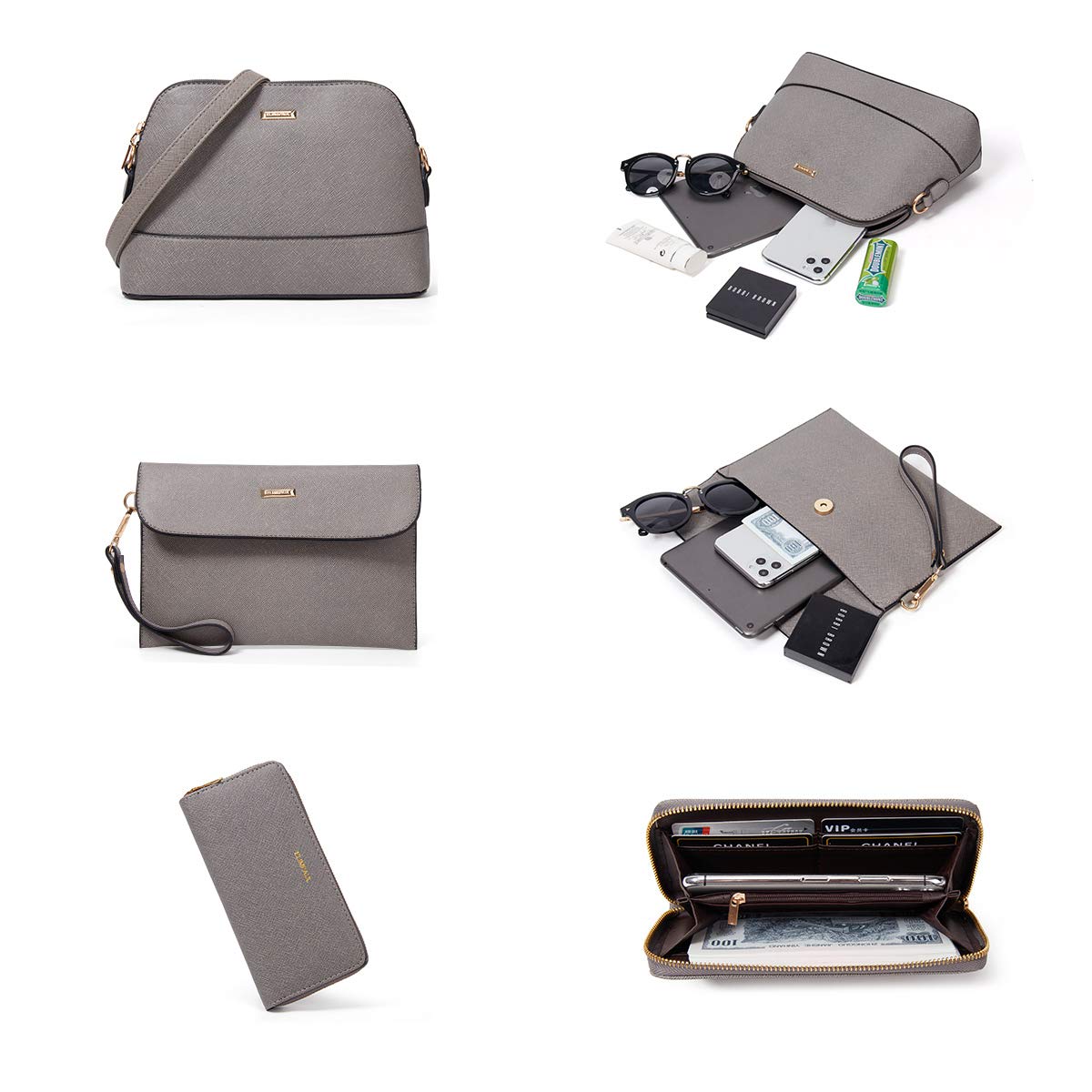 YTL Bolso de mano para mujer, grande, para hombro, bolso bandolera, monedero, tarjetero, juego de 4 piezas, para oficina, escuela, compras, viajes, regalo