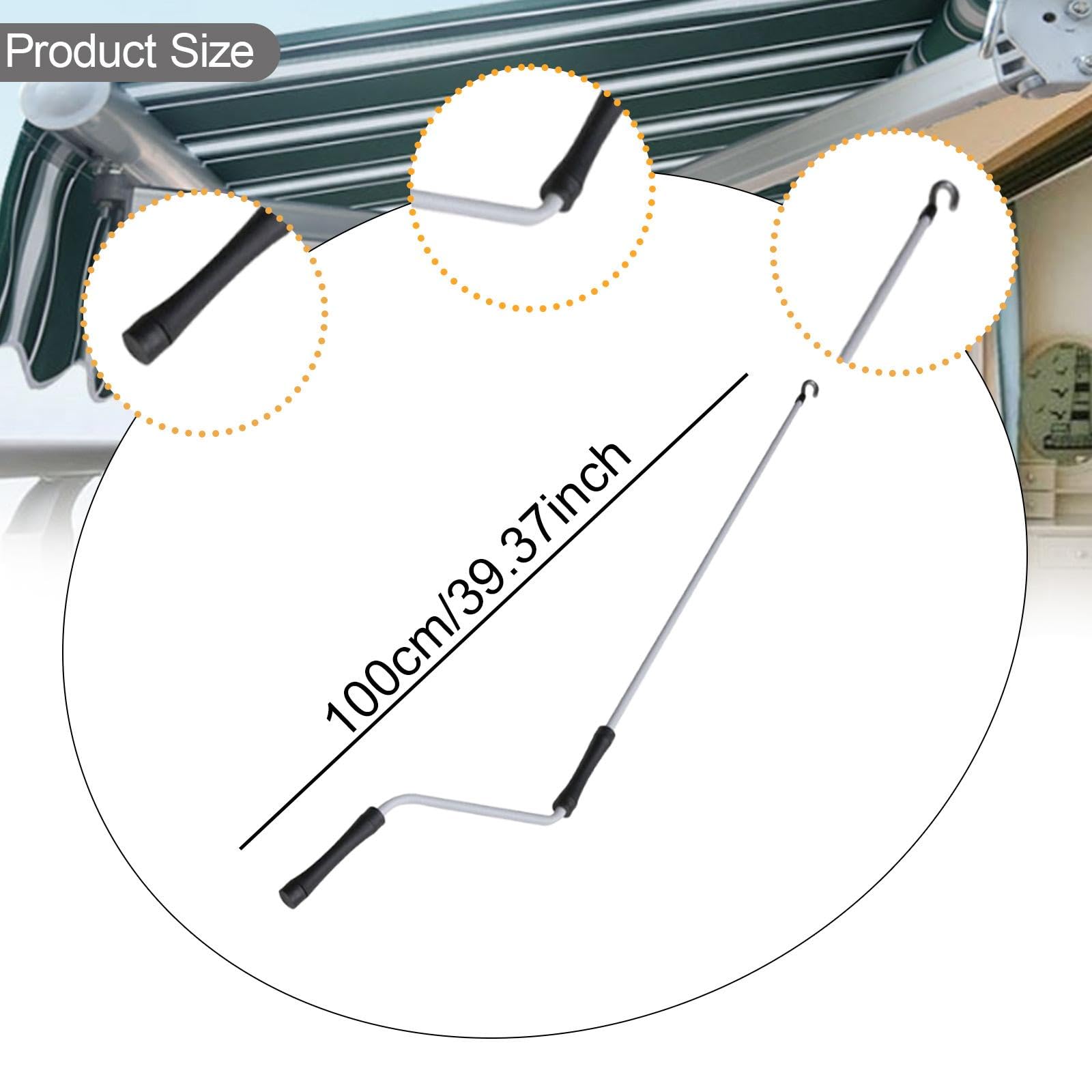 Qianly ​Markisenkurbel 100 cm – Metall-Kurbelgriff für Markisen, Vordächer & Garagentore – Ergonomisch & Wetterfest–Ideal für Wohnmobil, Balkon & Garten