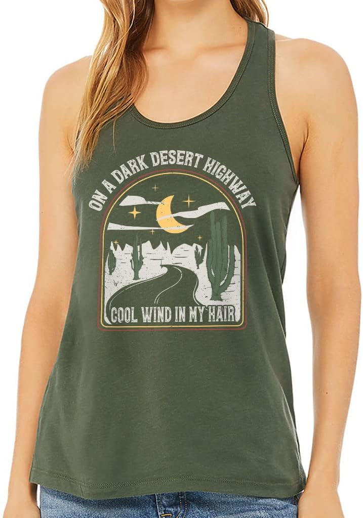 Cool Wind in My Hair Women's Racerback Tank - Road Tank Top - Desert Workout Tank