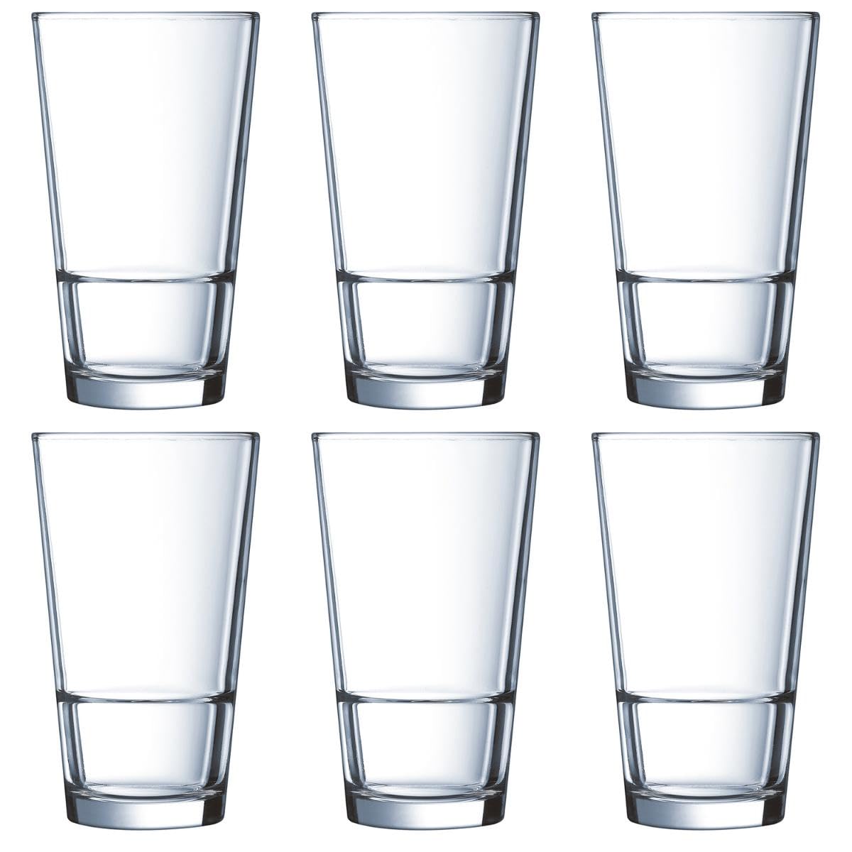 Arcoroc Transparent Stack Up Hiball Tumblers 16.5Oz / 470Ml - Pack Of 6 - Stackable Glassware