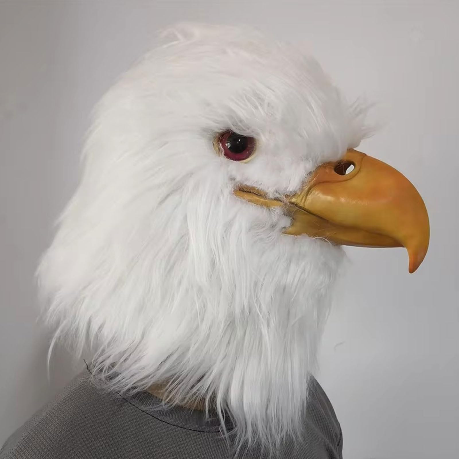 Eagle Mask, Realistic Hawk Head Mask, Novelty Latex Animal Face Masks for Cosplay Party Props Decor - White