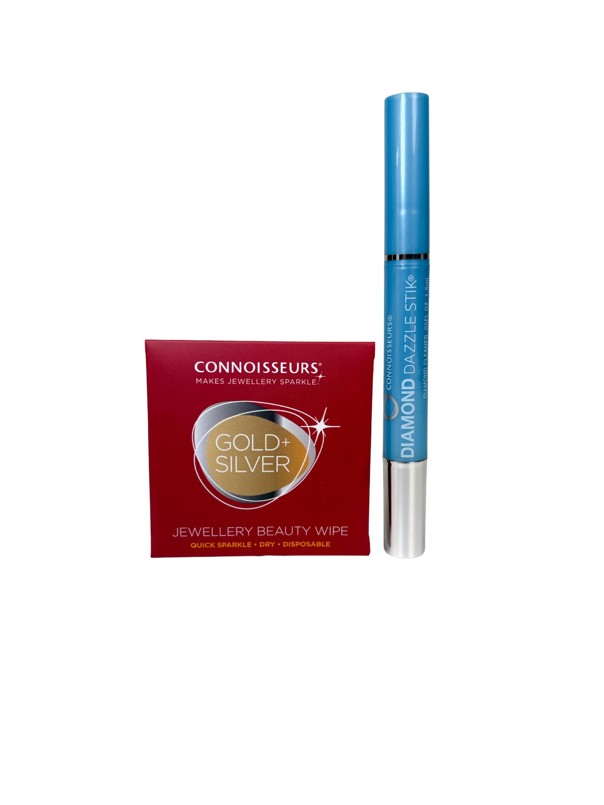 Connoisseurs Zestaw do czyszczenia biżuterii, diamentowy sztyft i 6 ściereczek do czyszczenia, do czyszczenia biżuterii, złota, diamentowa, platynowa i srebrna, czyszczenie pierścionków