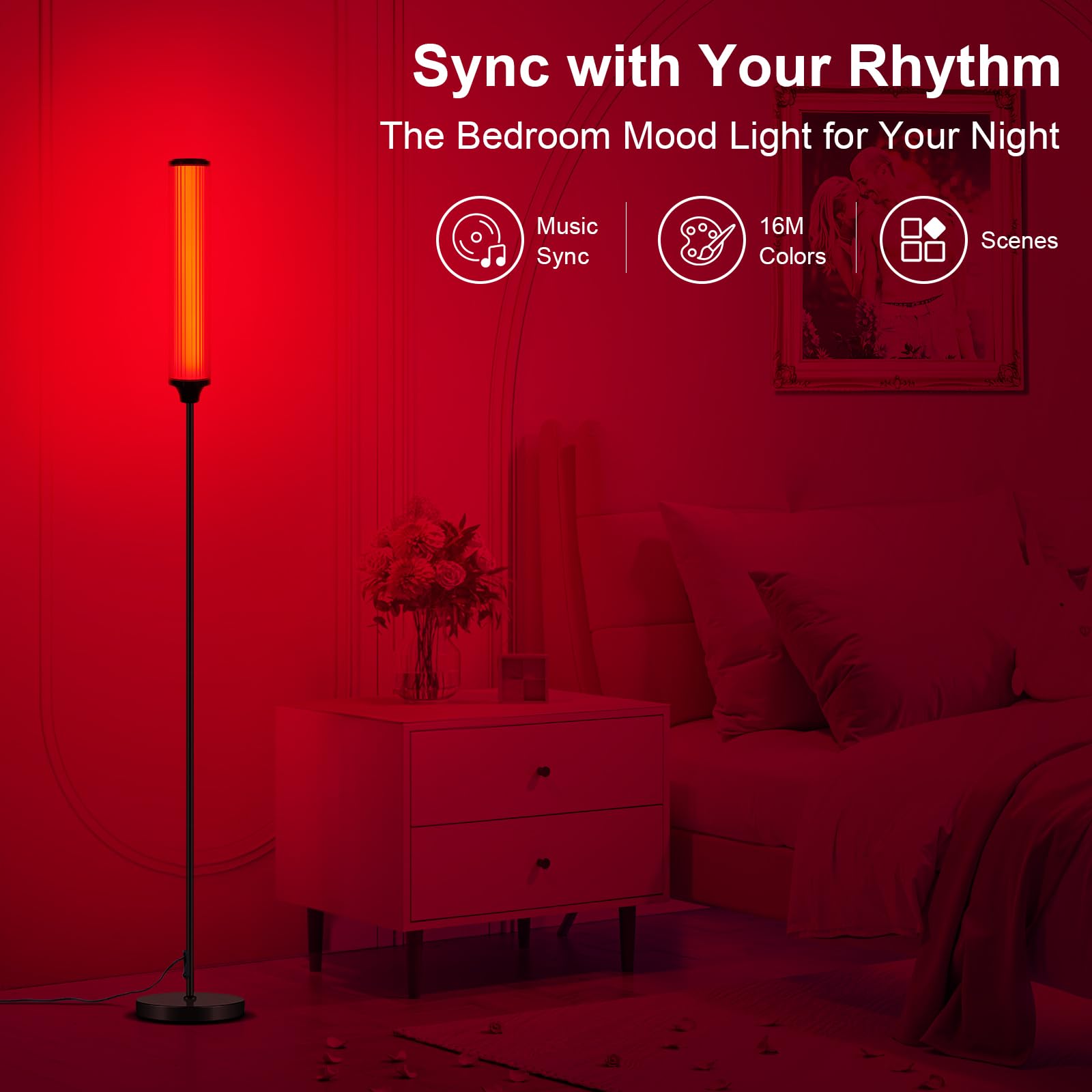 FRIDEKO HOME Lámpara de pie para salón inteligente RGB para sala de estar y decoración de juegos, lámpara de pie con aplicación y mando a distancia, lámpara de esquina alta para dormitorio