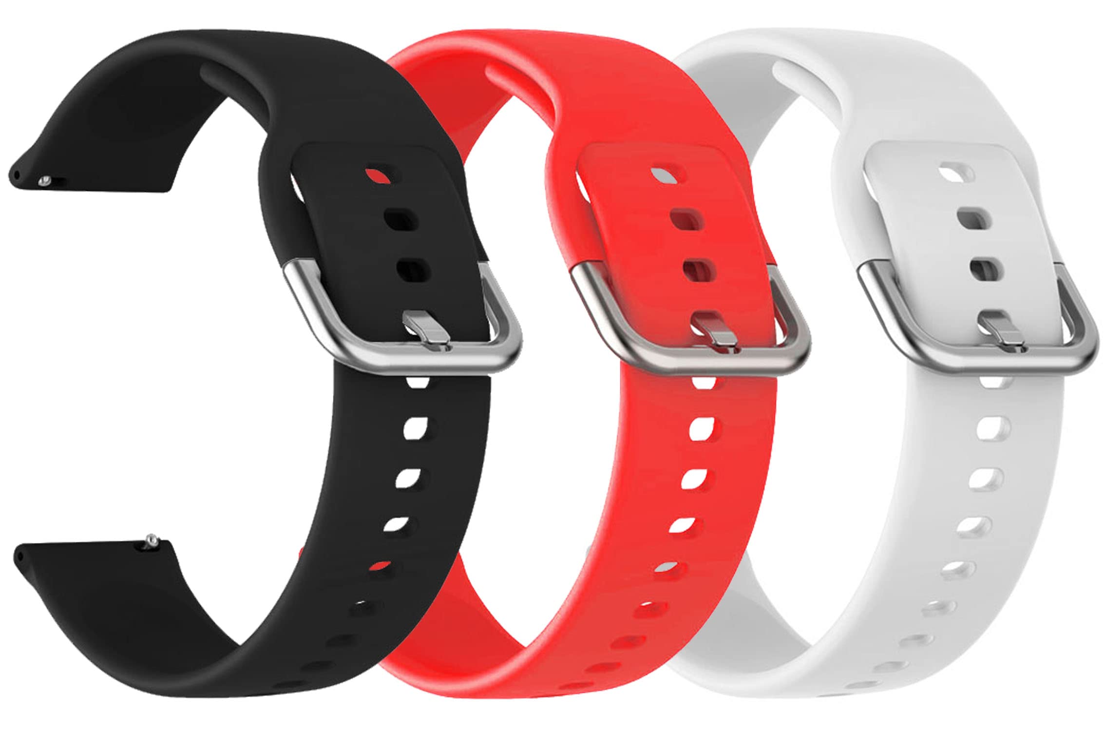 AONES 20mm Pack of 3 Silicone Belt Watch Strap with Metal Buckle Compatible for Minix Livefit Pro Watch Strap