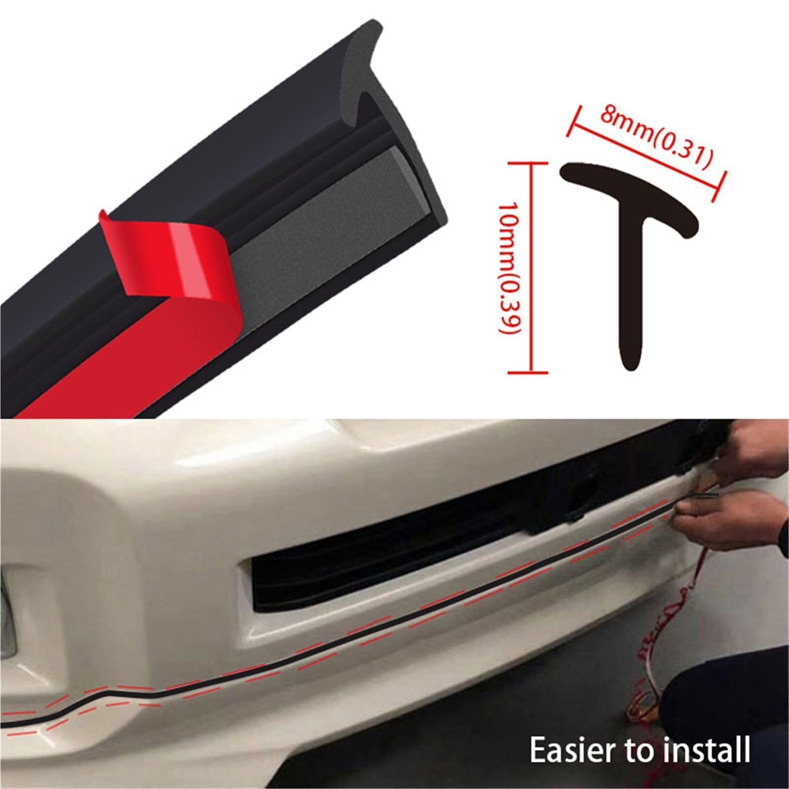 Guarnizione Per Porta Auto 10m Striscia Di Tenuta Per Auto A Forma Di T Piccola Guarnizione Inclinata Guarnizione Automatica Paraurti Auto Flare Arch Trim Sigillanti Cintura(10M)