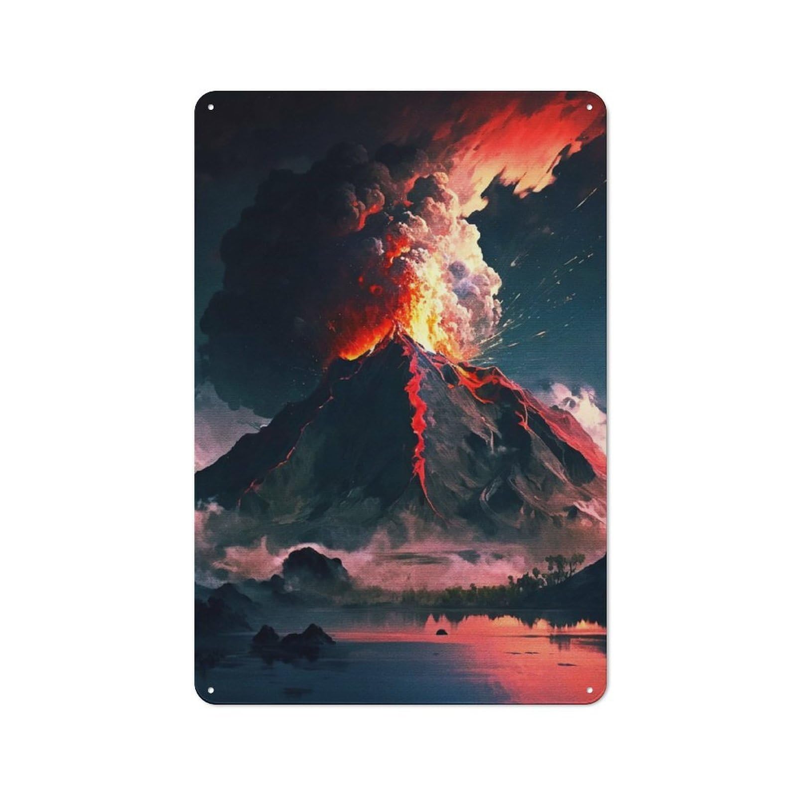 Junmoney Style-15 Vintage Eruption Volcano Metal Wall Sign 30X20cm, Shed Wall Plaque For Garage, Workshop, Shed Or Utility Room