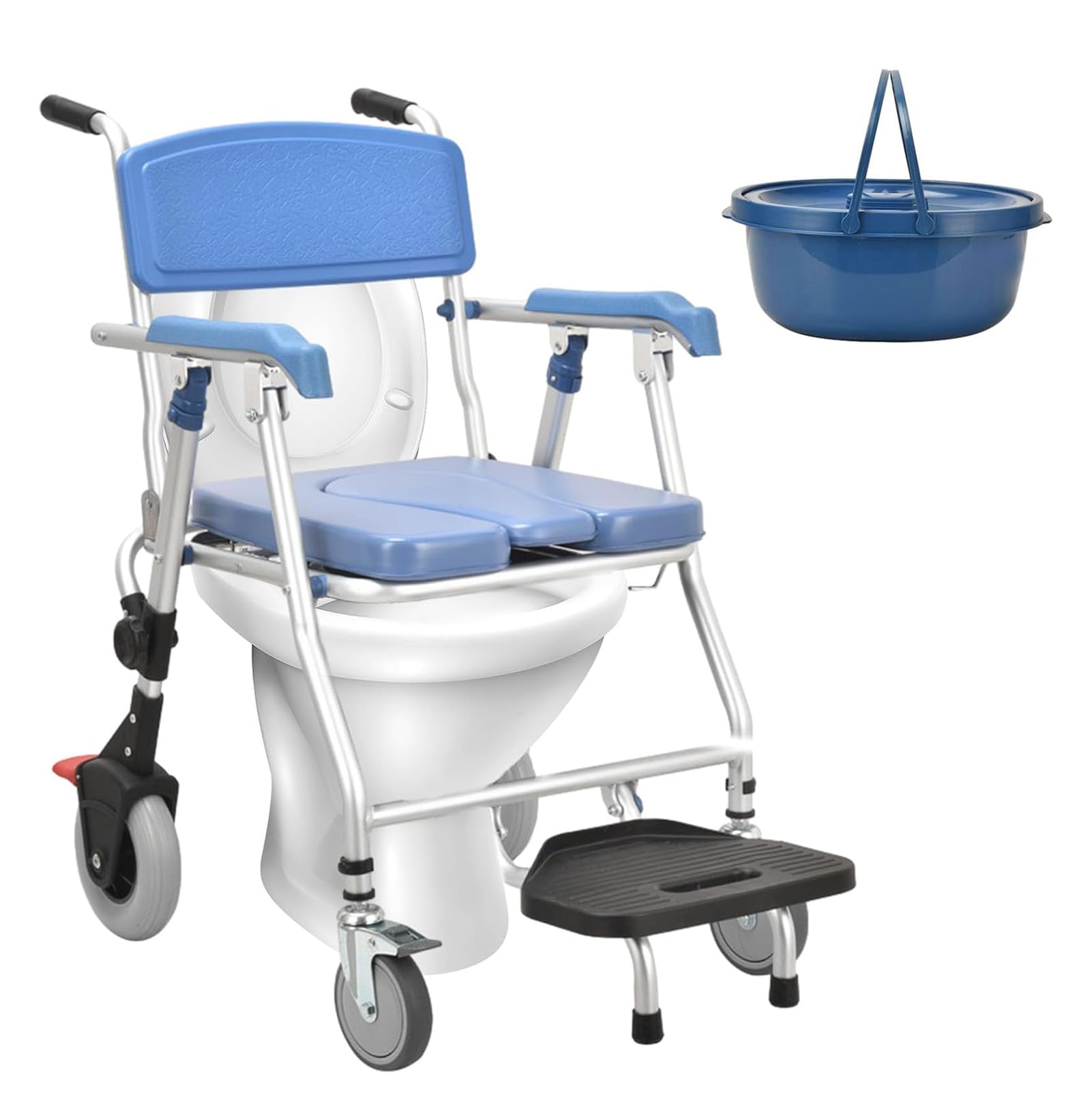Silla de ducha con respaldo de brazo y ruedas para ancianos y discapacitados, seguridad en el baño