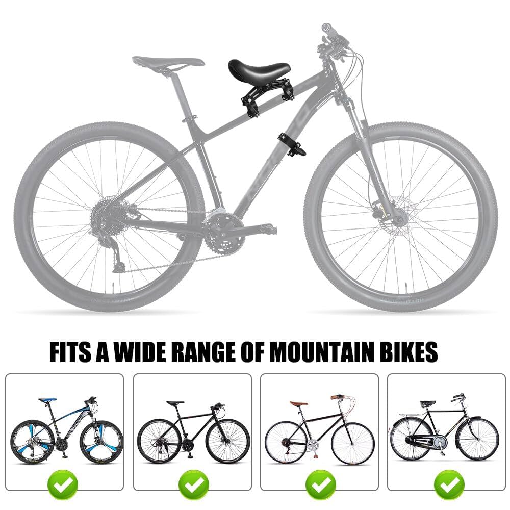 Seggiolino Anteriore Per Bici Bambini - Lega Alluminio, Pelle, Rimovibile Per Mountain Bike