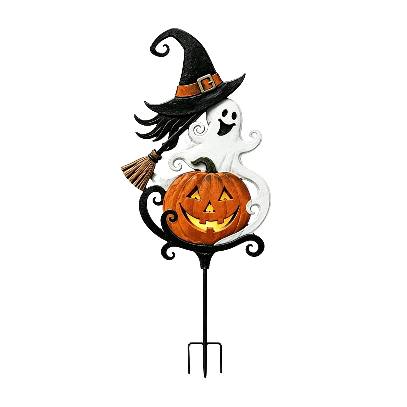 pidodou Halloween Garden Stake Metal Witch Pumpkin Yard Decor