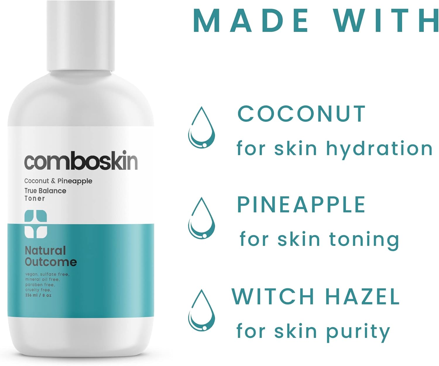 Natural Outcome Combination Skin Balancing Face Toner | Alcohol Free Witch Hazel Facial Astringent w/Hydrating Aloe Vera, Coconut & Pineapple | 8 oz - Image 5