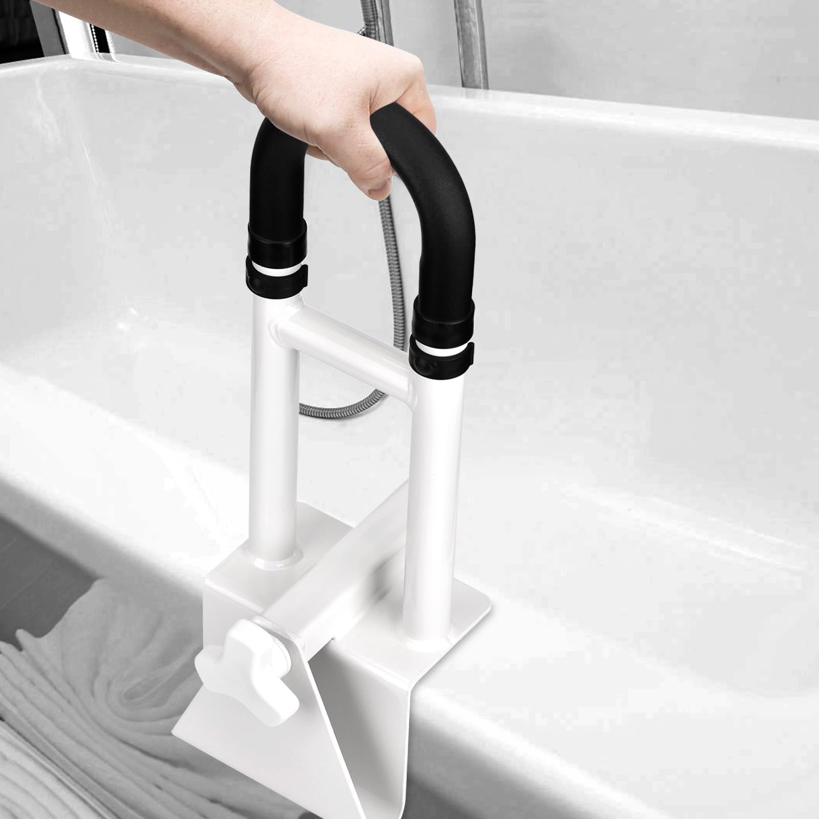 Asidero para bañera para personas mayores, asa de baño con altura y ancho ajustables para mayores y discapacitados, ayuda para entrar y salir de la bañera, Agarradera para Bañera
