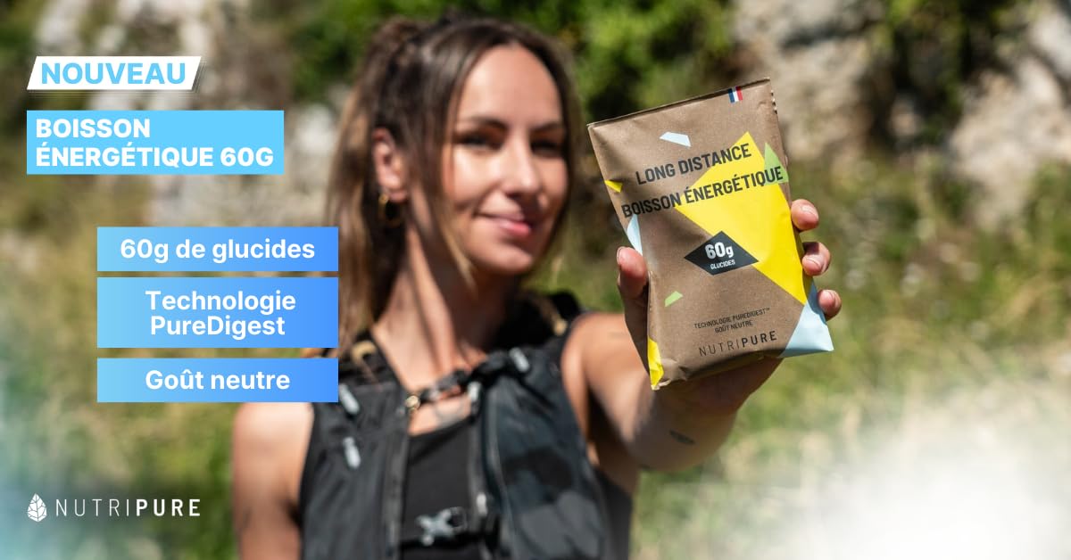 Boisson Énergétique Long Distance 60g – Formule experte pour les efforts >1h30 : 60g de glucides, BCAA, électrolytes pour performance et confort digestif