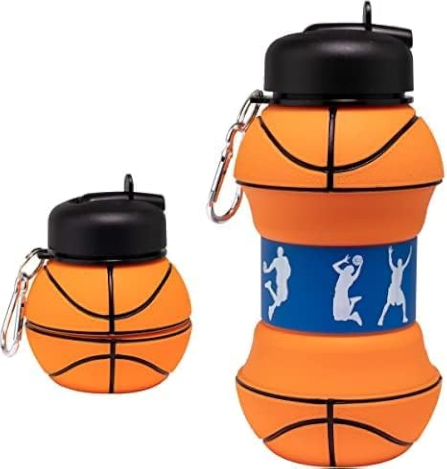 Louis Donné Collapsible Soccer Water Bottle, 19oz BPA Free Silicone Squeezable Sports Bottle with Carabiner, Leak Proof Foldable Drinking Cup, Novelty