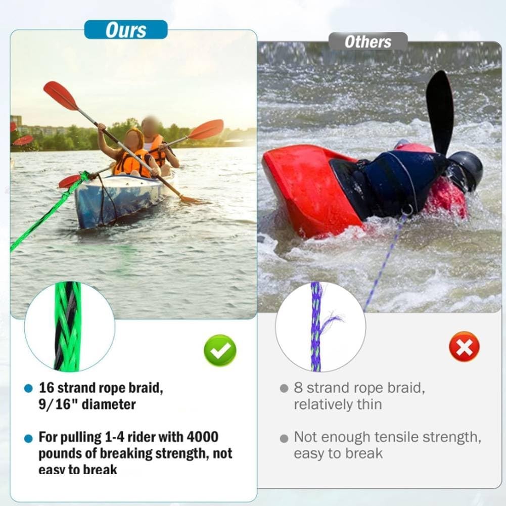 Cuerda de remolque marina 60 pies mango espuma 3 personas